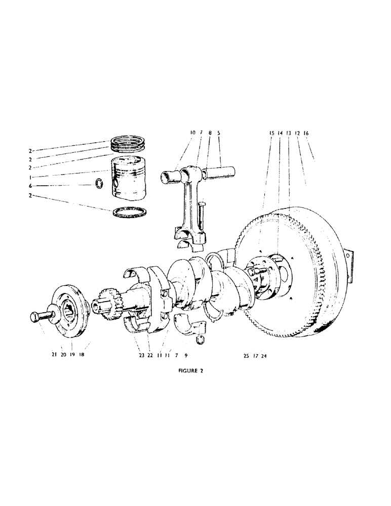 Схема запчастей Case IH 770A - (006) - PISTONS, CONNECTING RODS, FLYWHEEL AND CRANKSHAFT (01) - ENGINE