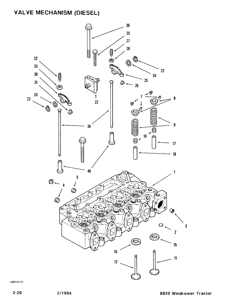 Схема запчастей Case IH 8820 - (2-26) - VALVE MECHANISM, DIESEL (02) - ENGINE
