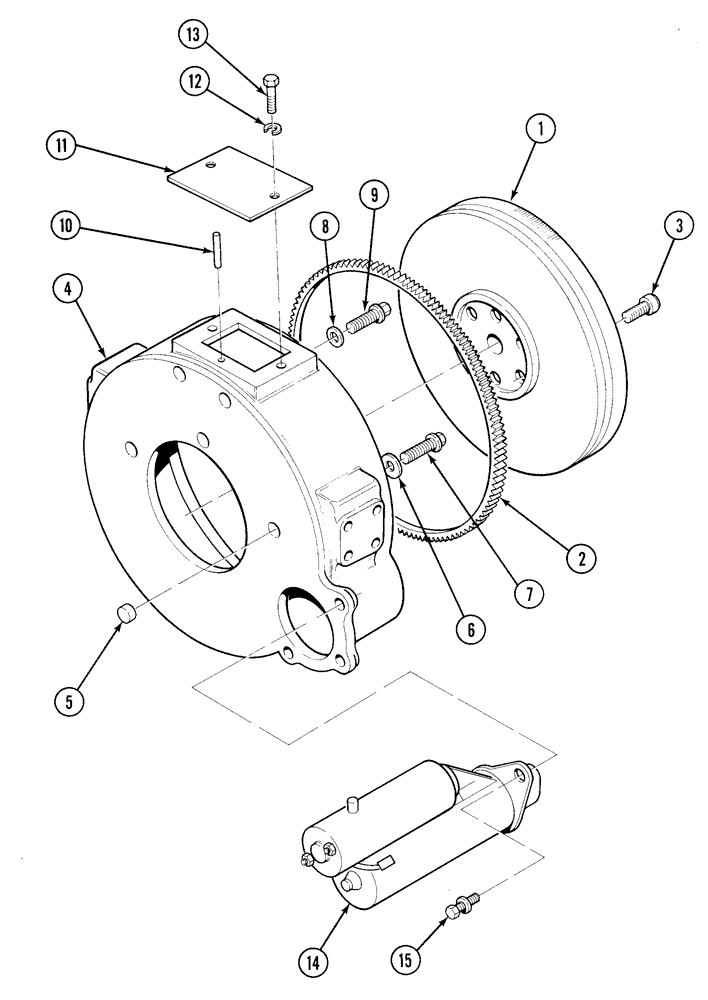 Схема запчастей Case IH 1835C - (2-30) - FLYWHEEL, HOUSING AND STARTER, TMD-20 DIESEL ENGINE (02) - ENGINE