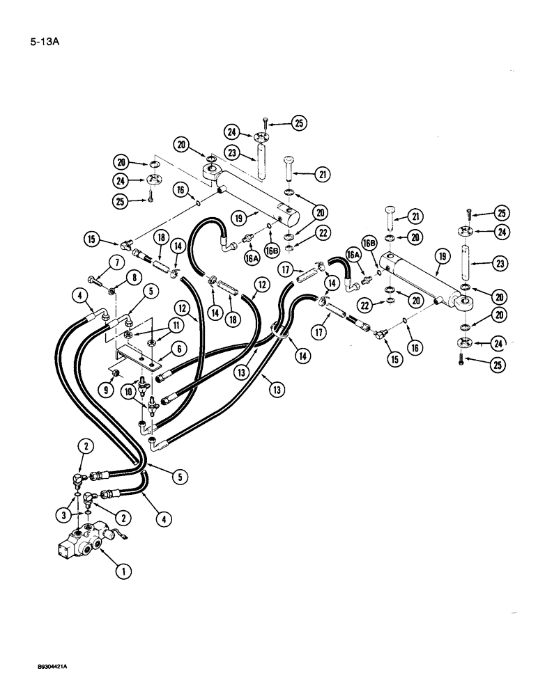 Схема запчастей Case IH 9250 - (5-013A) - STEERING SYSTEM HYDRAULICS STEERING SELECTOR VALVE TO FRONT STEERING CYLINDERS (05) - STEERING