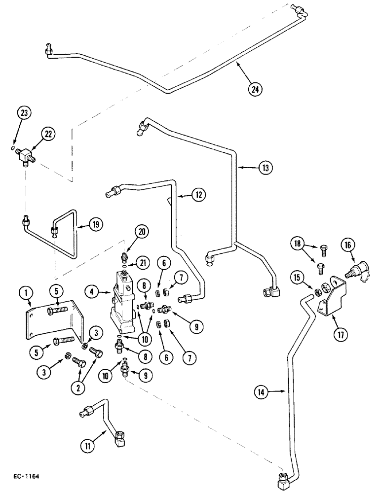 Схема запчастей Case IH 248 - (7-638) - HYDRAULIC TRAILER BRAKE, 248, 258, 385, 485, 585: 18001- (08) - HYDRAULICS