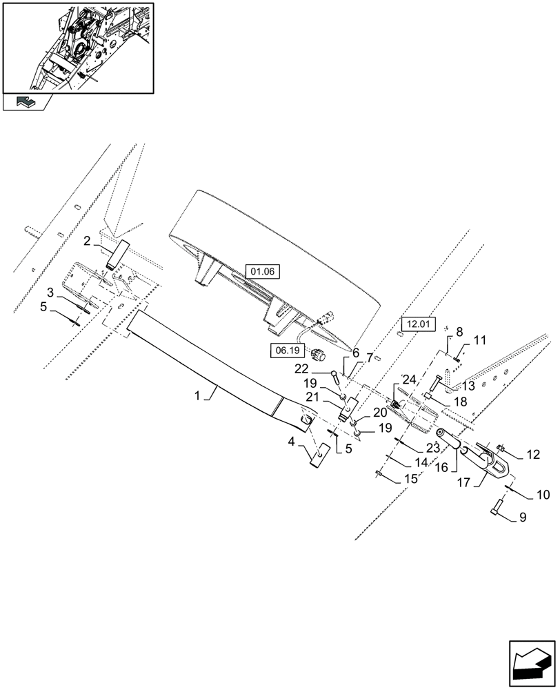 Схема запчастей Case IH LB333P - (01.07[01]) - FLYWHEEL BRAKE (01) - POWER TAKE OFF