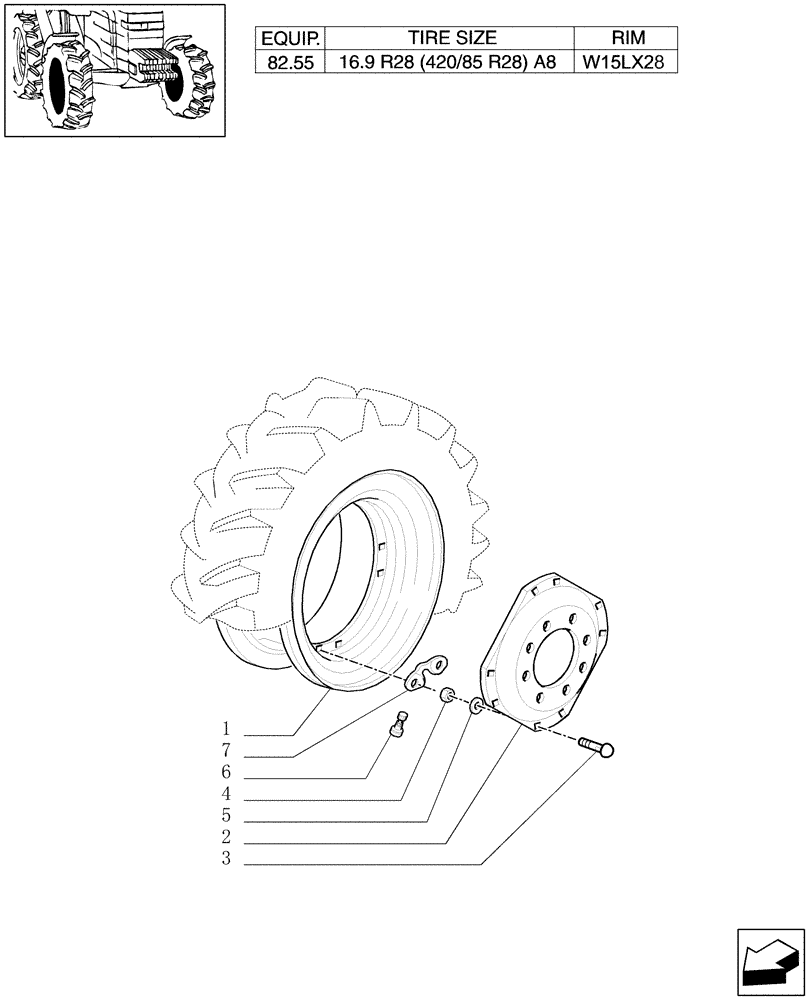 Схема запчастей Case IH MXM140 - (82.00[06]) - 4WD DRIVING WHEELS (11) - WHEELS/TRACKS