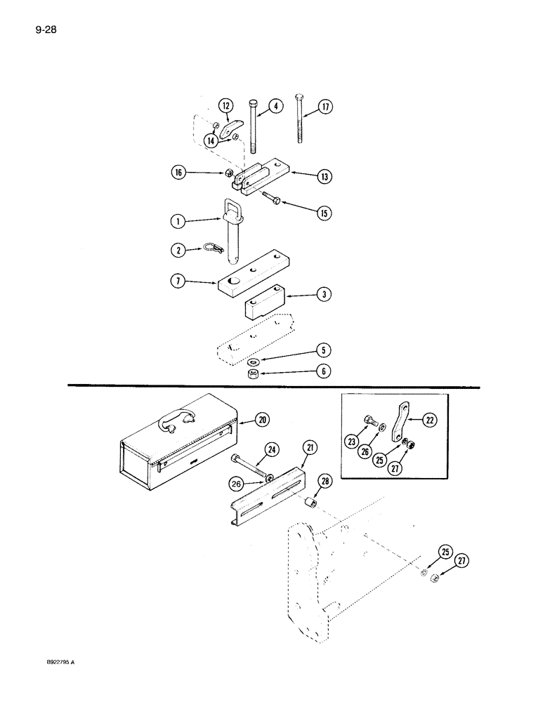 Схема запчастей Case IH 7150 - (9-028) - DRAWBAR HAMMERSTRAP (09) - CHASSIS/ATTACHMENTS