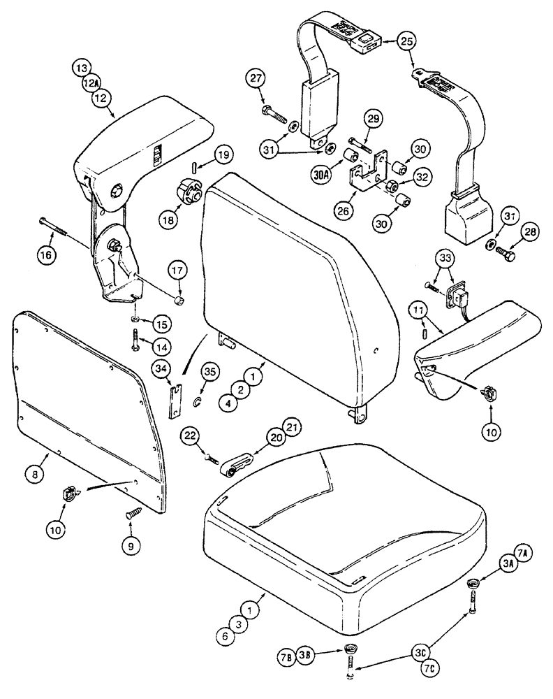 Схема запчастей Case IH 7250 - (9-086) - DELUXE AIR SUSPENSION SEAT, CUSHIONS, ARM RESTS AND SEAT BELT, TRACTOR PIN JJA0061559 AND AFTER (09) - CHASSIS/ATTACHMENTS