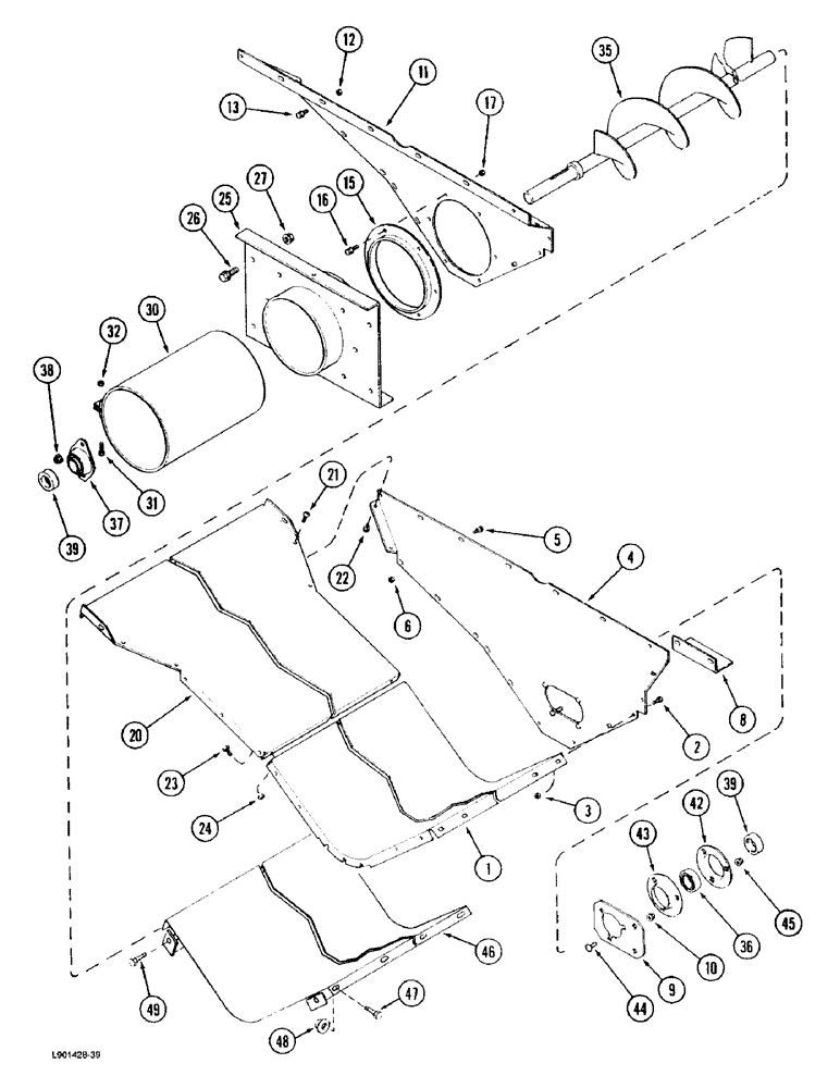 Схема запчастей Case IH 1670 - (9D-04) - GRAIN AUGER TROUGH (16) - GRAIN ELEVATORS & AUGERS