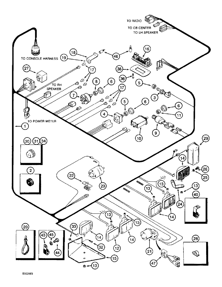 Схема запчастей Case IH 1688 - (4-12) - CAB ROOF HARNESS (06) - ELECTRICAL