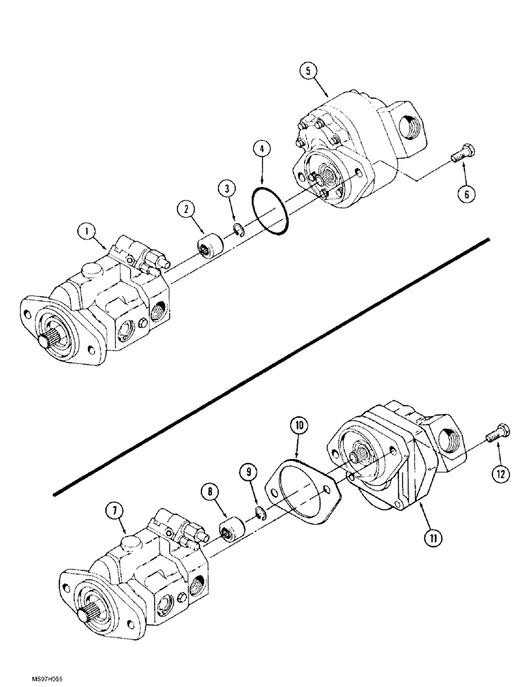 Схема запчастей Case IH 9370 QUADTRAC - (8-012) - HYDRAULIC PUMP ASSEMBLY, PRIOR TO P.I.N. JEE0071001 (08) - HYDRAULICS