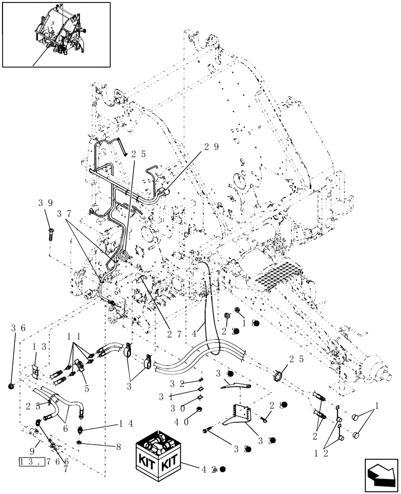 Схема запчастей Case IH RBX463 - (13.765) - ROTOR KNIFE HYDRAULIC & ELECTRIC (13) - FEEDER