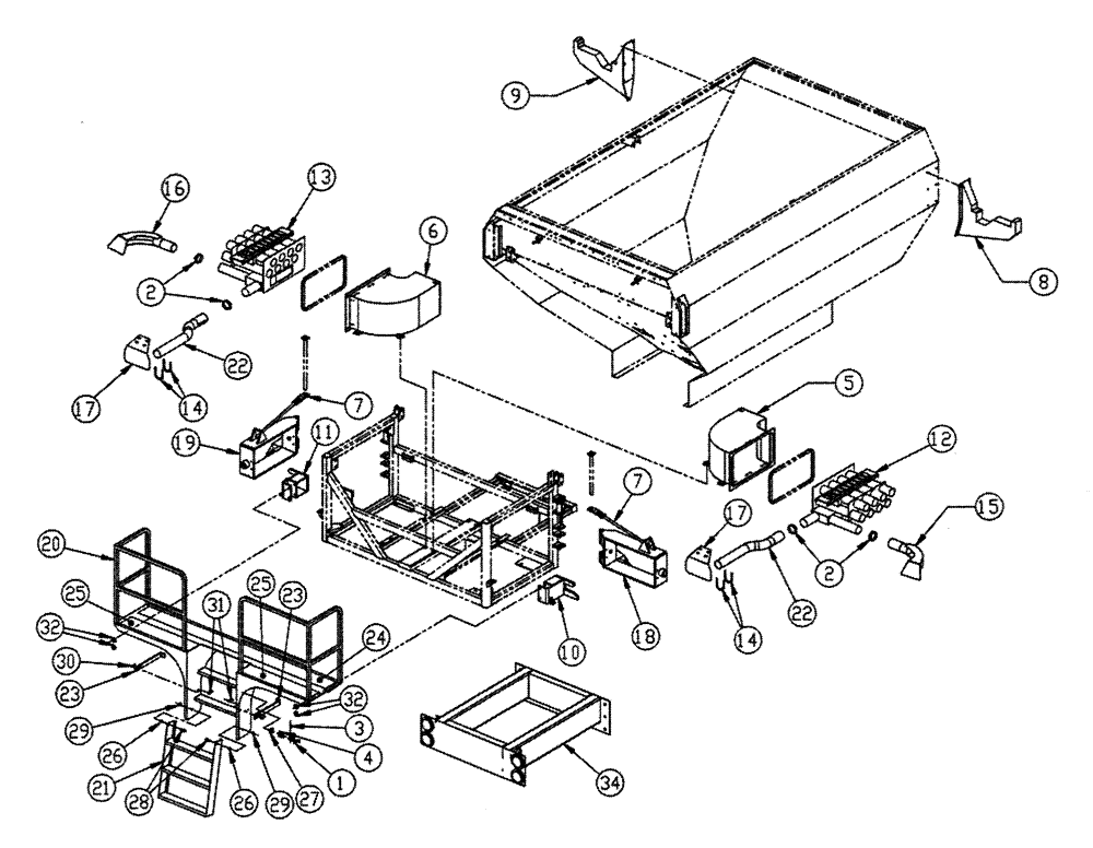 Схема запчастей Case IH FLEX-AIR - (04-003) - REAR BOOM GROUP Boom Group