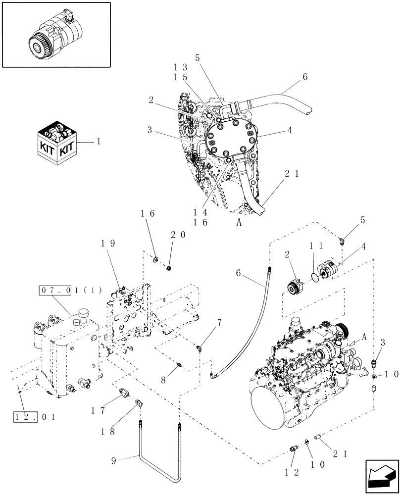 Схема запчастей Case IH WD1203 - (18.16) - DIA, AUXILIARY ENGINE-MOUNTED HYDRAULIC DRIVE KIT FOR SICKLE HEADER AUTO REEL SPEED (18) - ACCESSORIES