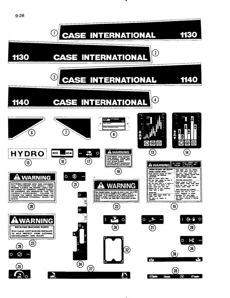 Схема запчастей Case IH 1130 - (9-28) - DECALS (09) - CHASSIS/ATTACHMENTS