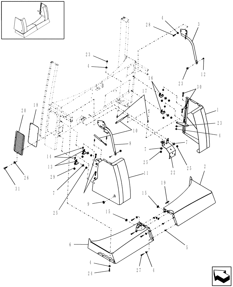 Схема запчастей Case IH WDX1902 - (08.01[1]) - SHIELDING, FRONT (08) - SHEET METAL