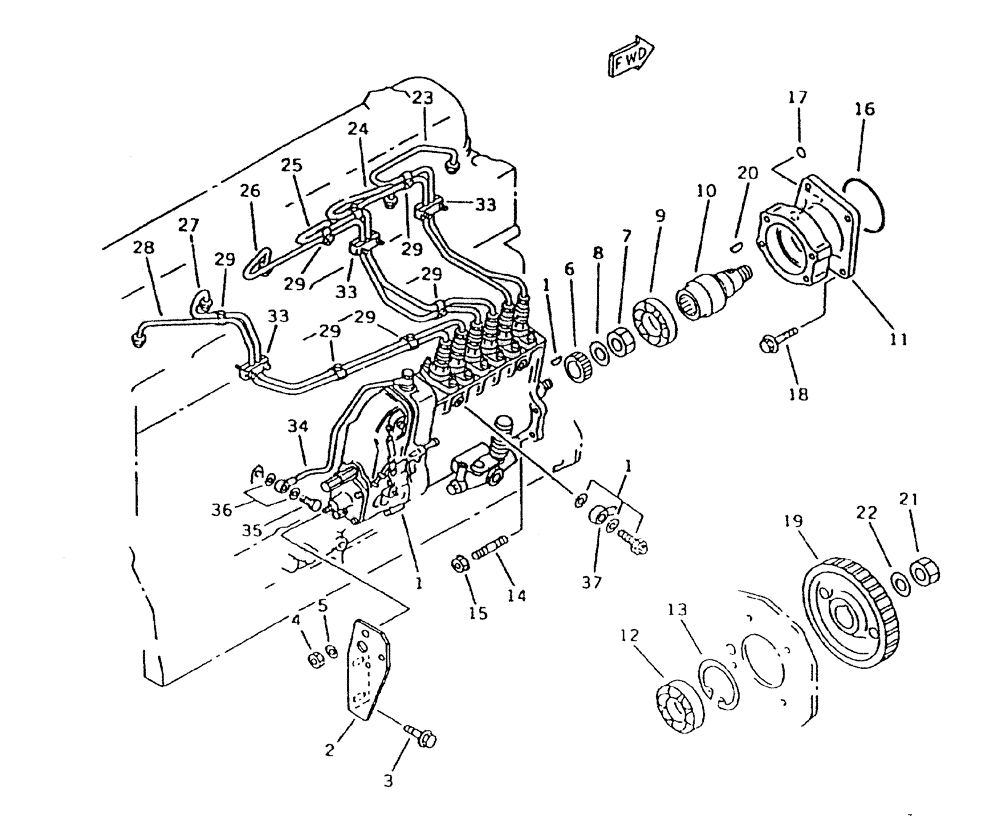 Схема запчастей Case IH 7000 - (C01-30) - FUEL INJECTION PUMP AND PIPING (108) Engine & Engine Attachments