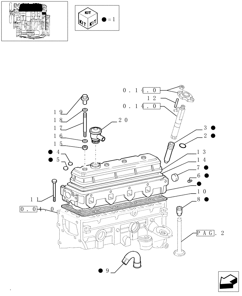 Схема запчастей Case IH JX90 - (0.06.0/03[01]) - CYLINDER HEAD (01) - ENGINE