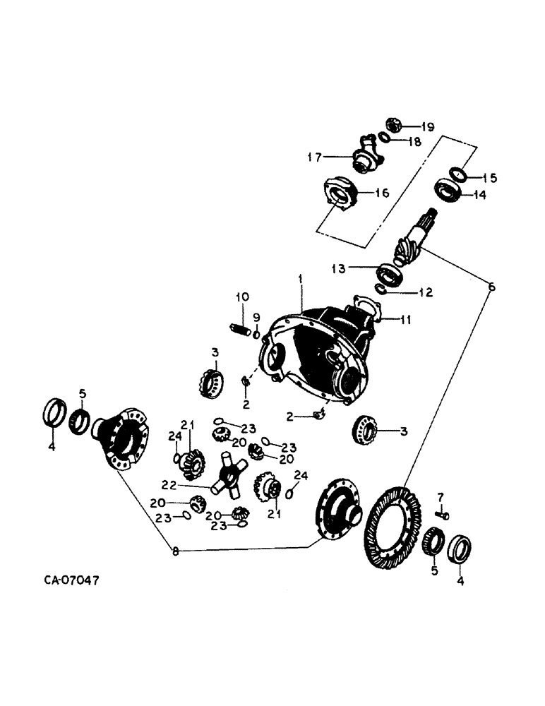 Схема запчастей Case IH 786 - (07-55) - DRIVE TRAIN, DIFFERENTIAL CARRIER, TRACTORS WITH ALL WHEEL DRIVE (04) - Drive Train