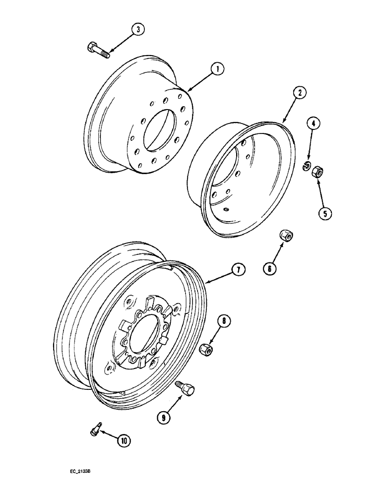 Схема запчастей Case IH 4230 - (5-50) - FRONT WHEELS, 2 WHL DRIVE TRACTOR, 10 IN. SPLIT WHEEL, 12 IN., 15 IN., 16 IN. AND 20 IN. DISC WHEELS (05) - STEERING
