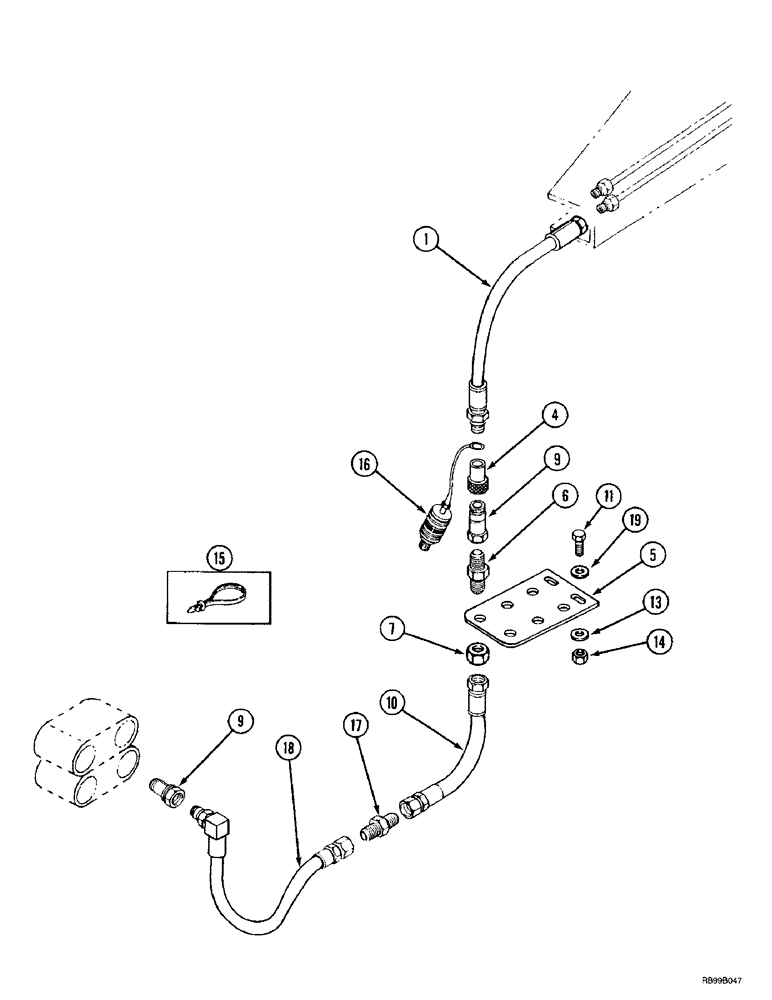 Схема запчастей Case IH L500 - (8-008) - HYDRAULICS - MID MOUNT (2 FUNCTION C/CX70 - C/CX100) WITHOUT SELF LEVELING (08) - HYDRAULICS