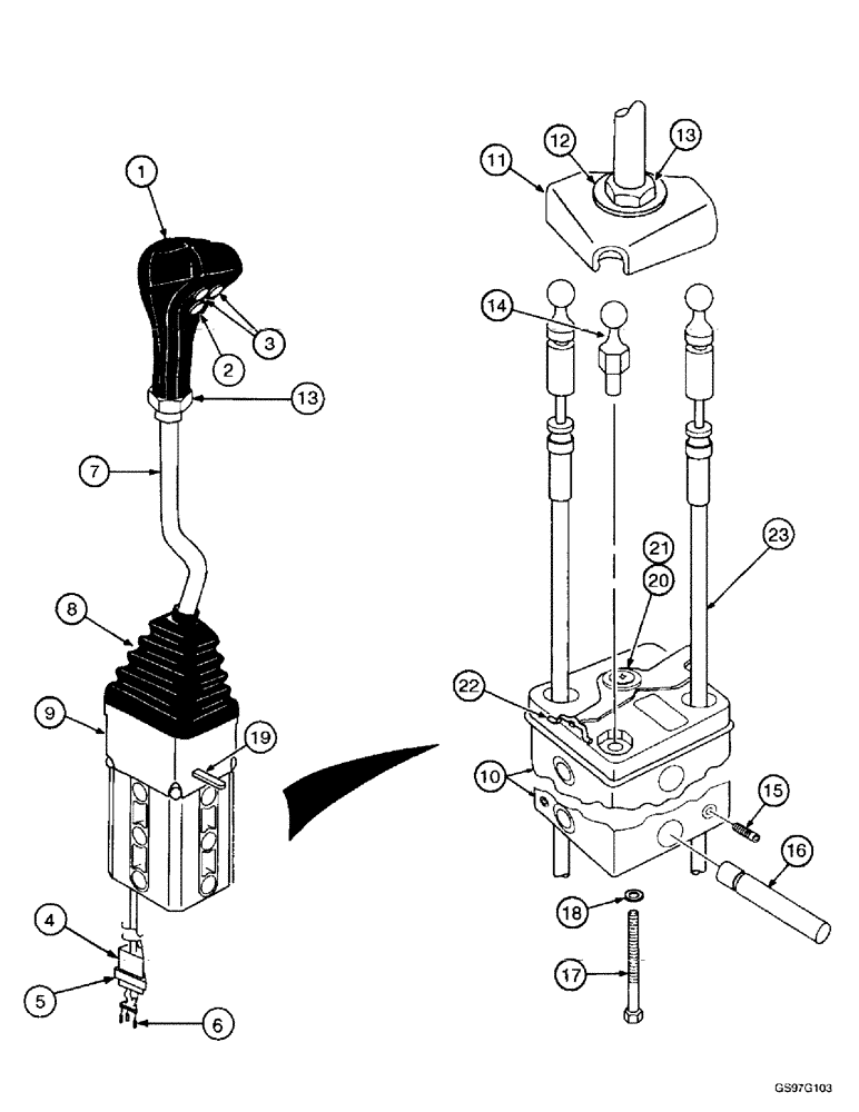 Схема запчастей Case IH L500 - (8-050) - CONTROL ASSEMBLY - 3 FUNCTION (C70 - C100) (08) - HYDRAULICS