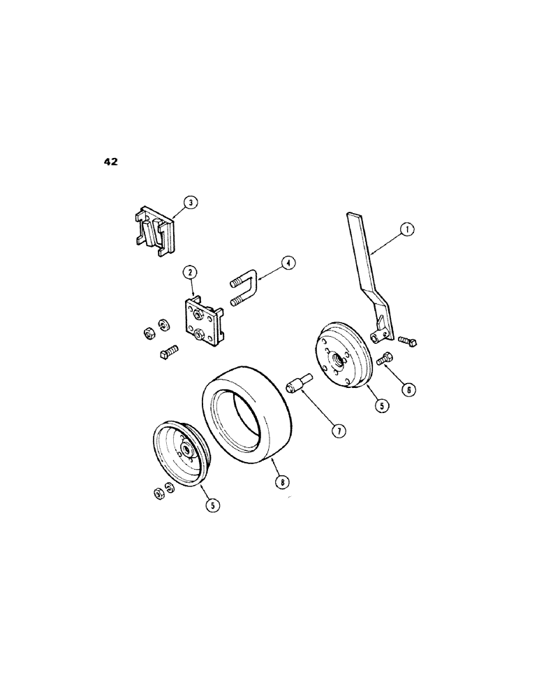 Схема запчастей Case IH 100-SERIES - (42) - GANG GAUGE WHEEL, PRIOR TO SN1605900 