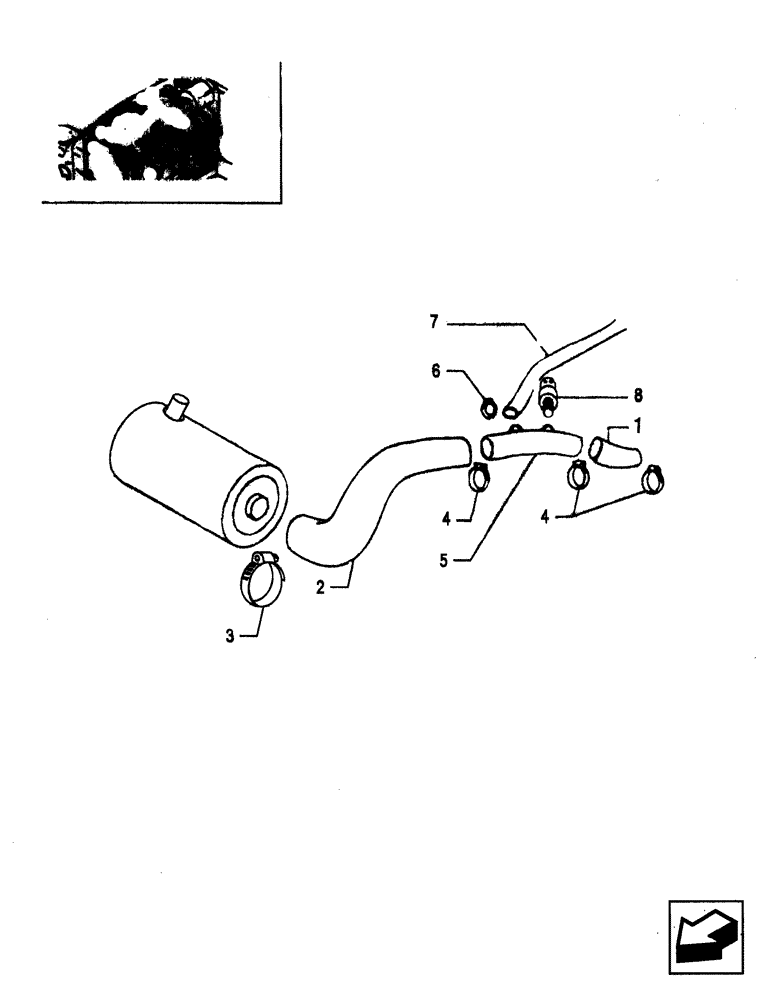Схема запчастей Case IH JX90 - (1.19.1[03]) - DRY AIR FILTER - SLEEVES, SUPPORTS AND COLLARS (02) - ENGINE EQUIPMENT