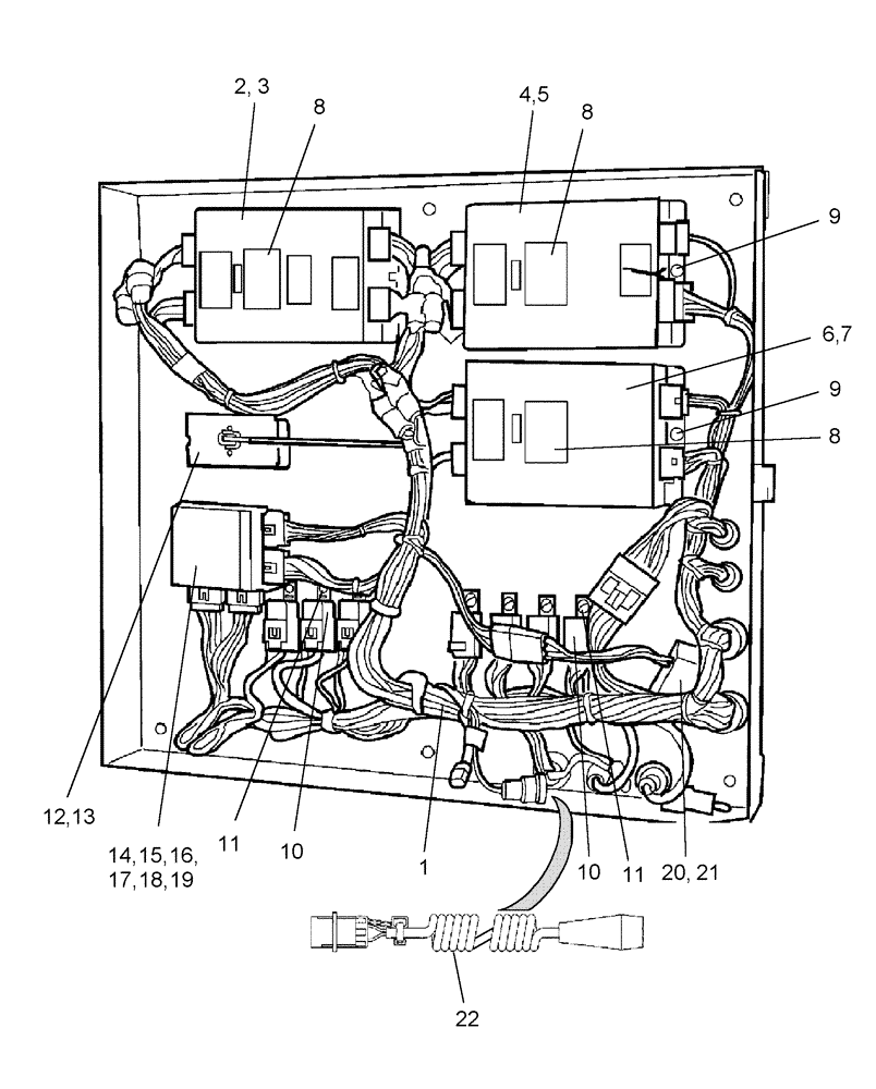 Схема запчастей Case IH 1200PT - (A.50.A[12]) - ELECTRONICS COMPARTMENT A - Distribution Systems