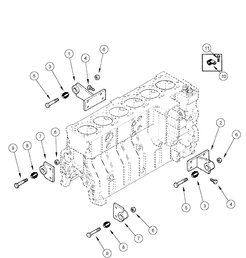 Схема запчастей Case IH 620 - (02-24) - ENGINE MOUNTING (01) - ENGINE