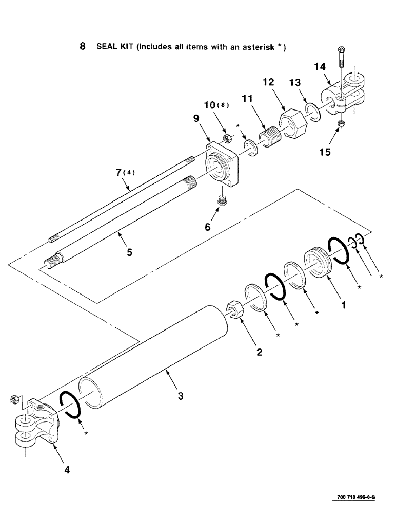 Схема запчастей Case IH 8220 - (8-04) - HYD. CYLINDER ASSY., HEADER LIFT, 700710496 HYD. CYL. ASSY. COMPLETE, 3 INCH BORE X 16 INCH STROKE (35) - HYDRAULIC SYSTEMS