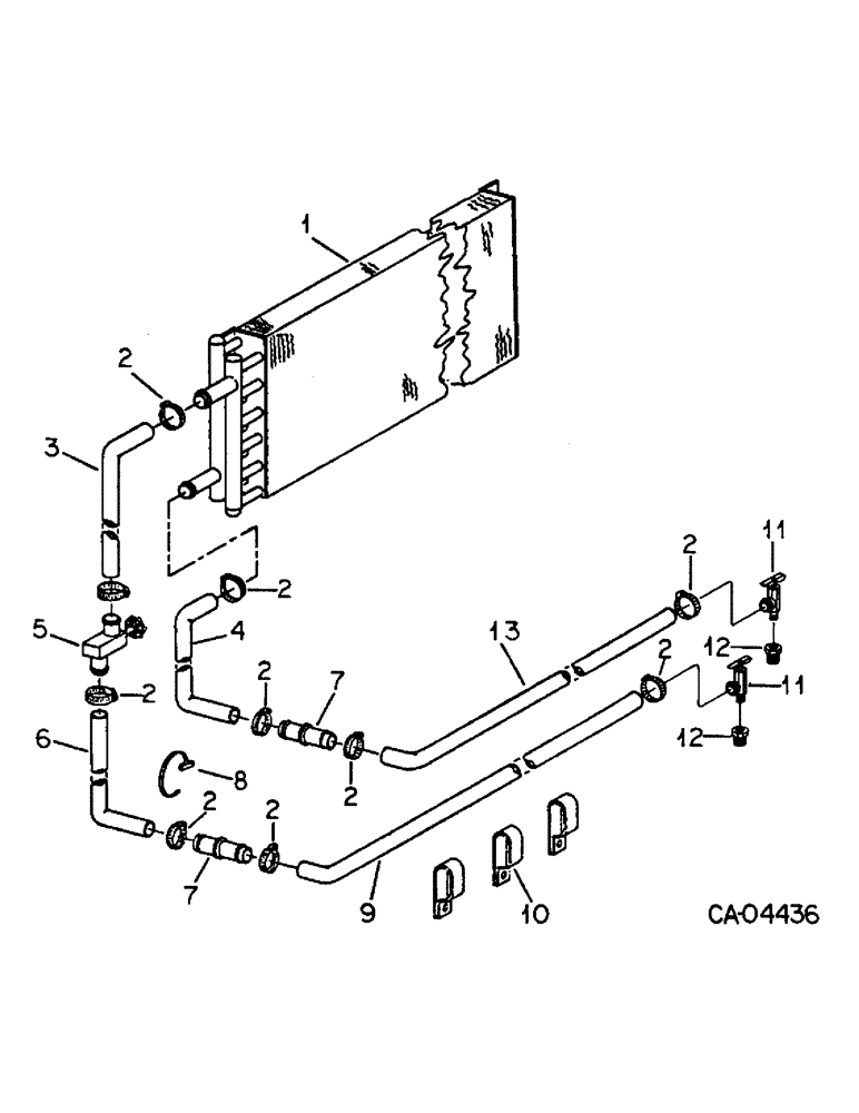 Схема запчастей Case IH 95 - (13-13) - SUPERSTRUCTURE, OPERATORS CAB, HEATER, HOSE, FITTING AND VALVE, SERIAL NUMBER 1012 AND ABOVE (05) - SUPERSTRUCTURE