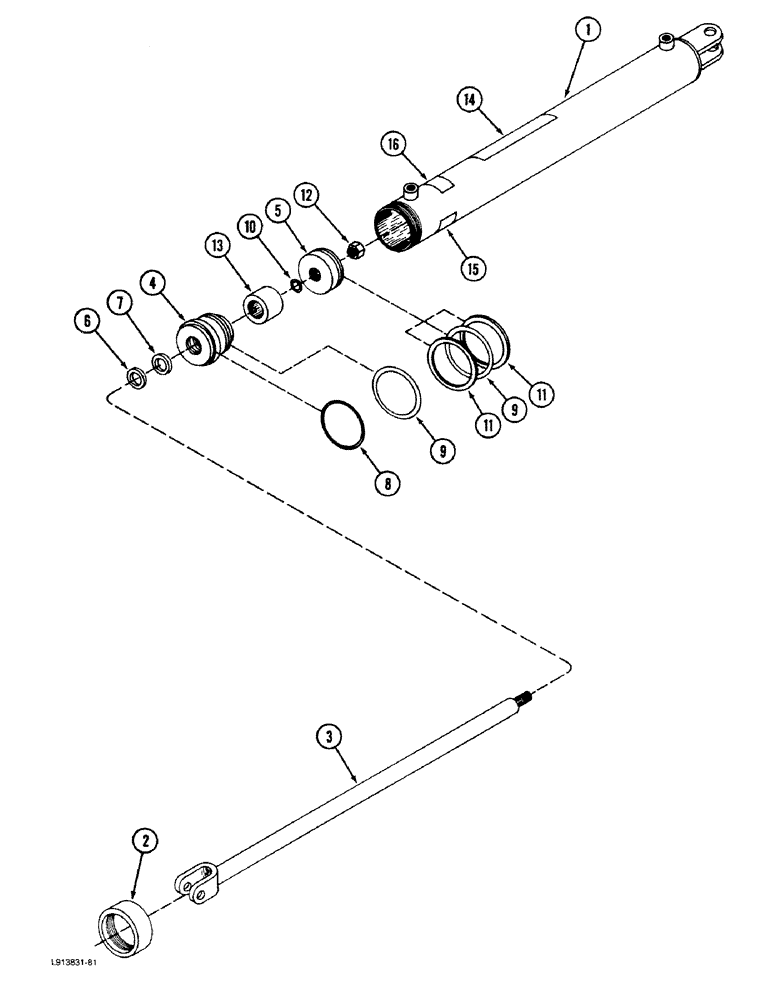 Схема запчастей Case IH 8100 - (8-22) - WING LIFT CYLINDER, 3-1/2 X 28 INCH (08) - HYDRAULICS