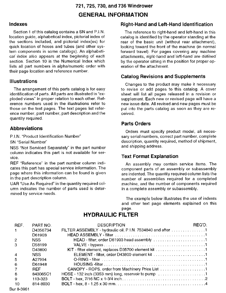 Схема запчастей Case IH 730 - (1-04) - GENERAL INFORMATION (00) - PICTORIAL INDEX