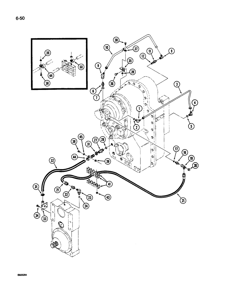 Схема запчастей Case IH 9260 - (6-050) - TRANSMISSION LUBRICATION, TRANSMISSION TO PTO TRANSFER CASE (06) - POWER TRAIN
