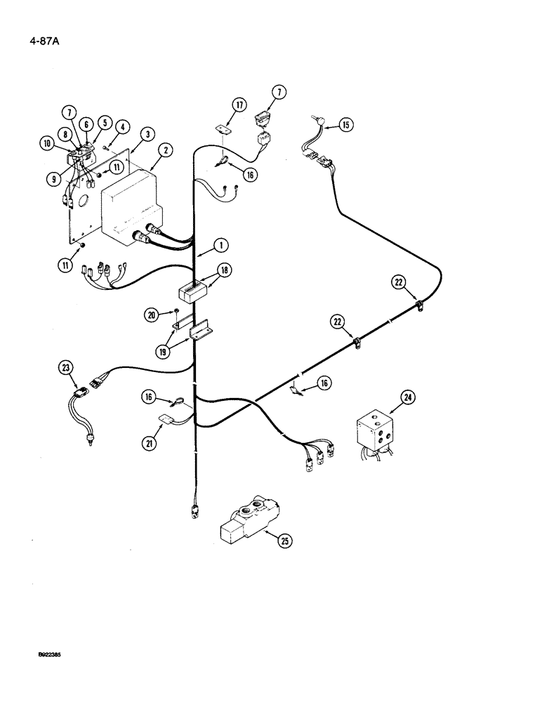 Схема запчастей Case IH 9250 - (4-087A) - STEERABLE AXLE HARNESS, 9250 ROW CROP SPECIAL TRACTOR (04) - ELECTRICAL SYSTEMS