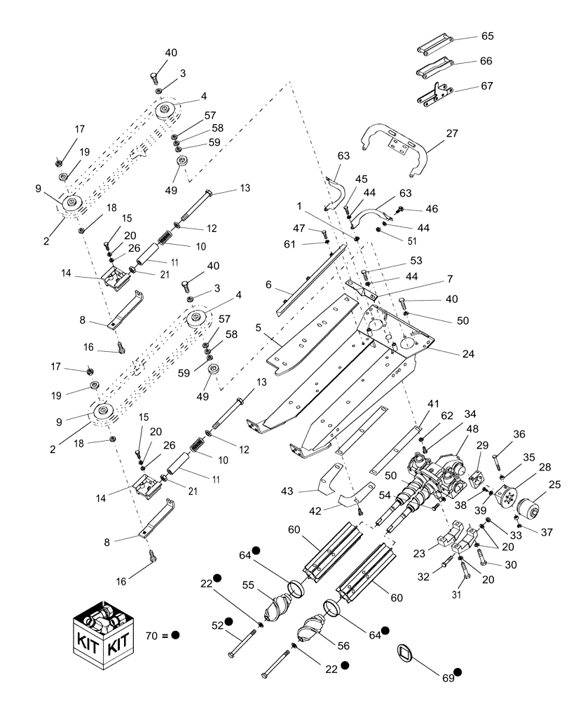 Схема запчастей Case IH 2206 - (06.00[1]) - ROW UNIT, PRIOR TO PIN HAJ0018273 (58) - ATTACHMENTS/HEADERS