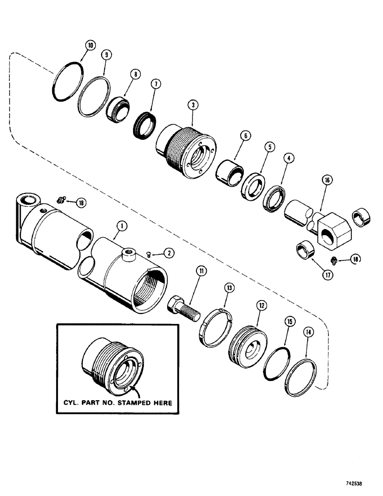 Схема запчастей Case IH 1700-SERIES - (252) - G33744 SCARIFIER CYLINDER, GLAND IS STAMPED WITH CYLINDER PART NUMBER (35) - HYDRAULIC SYSTEMS