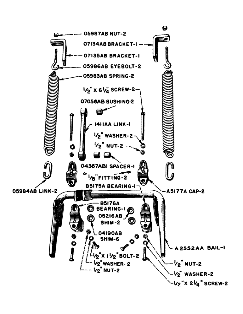 Схема запчастей Case IH DC-SERIES - (126) - RAISING BAIL WITH SPRINGS UNDER AXLE, FOR "DC" TRACTOR ONLY (06) - POWER TRAIN