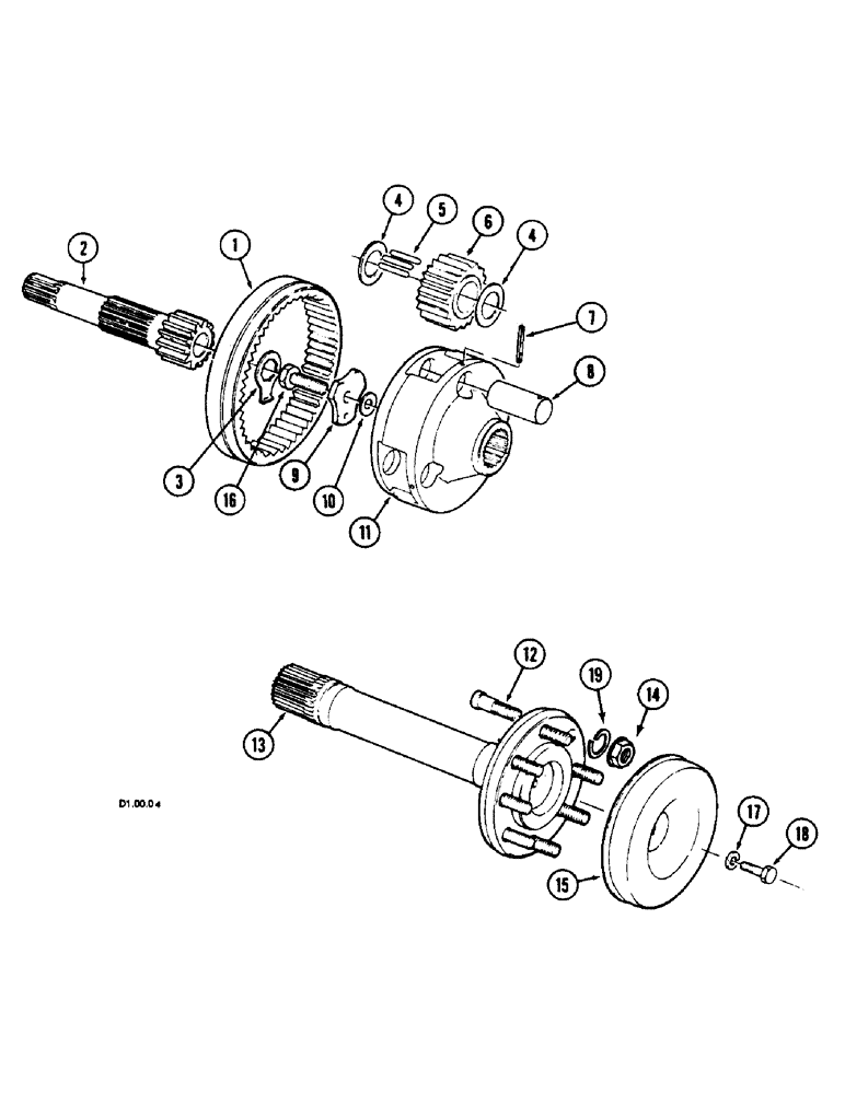 Схема запчастей Case IH 2140 - (6-104) - STUB SHAFTS - REAR AXLE (06) - POWER TRAIN
