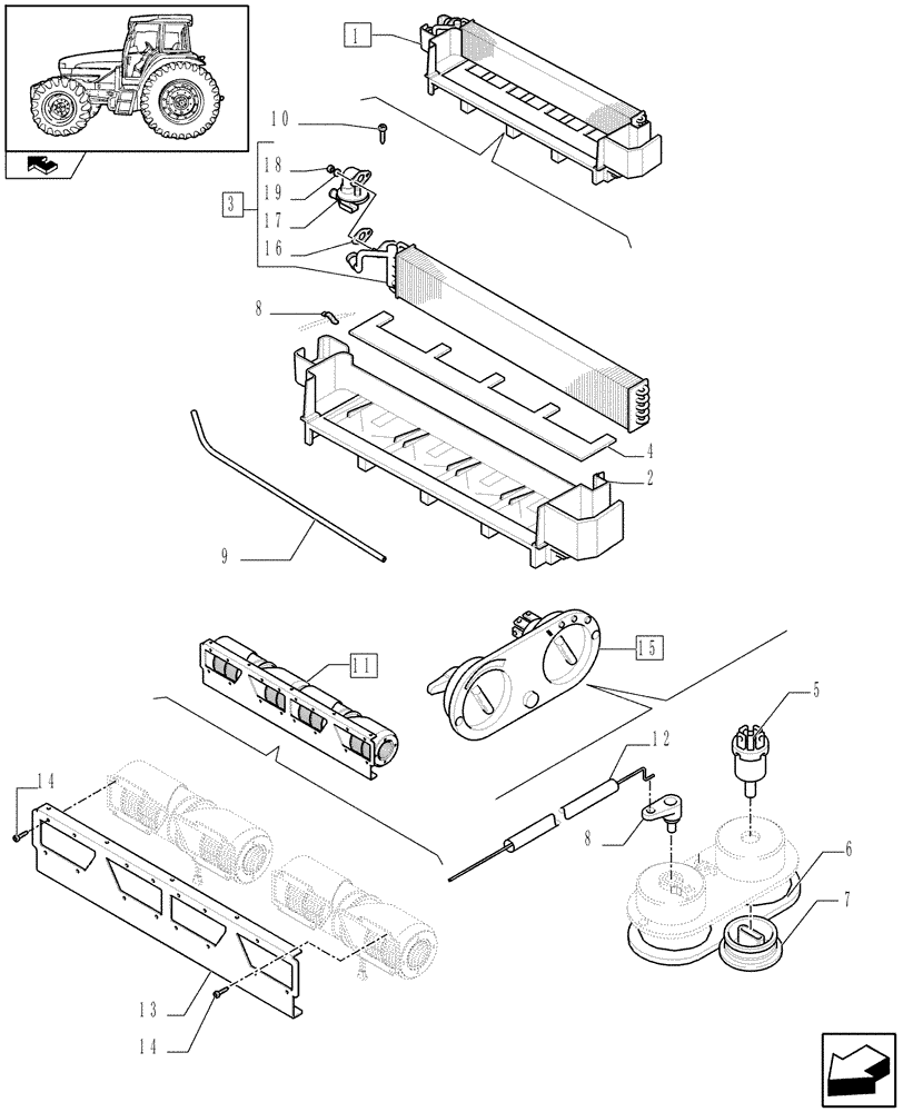 Схема запчастей Case IH FARMALL 85U - (1.94.2/ A) - HEATING, PARTS - W/CAB (10) - OPERATORS PLATFORM/CAB