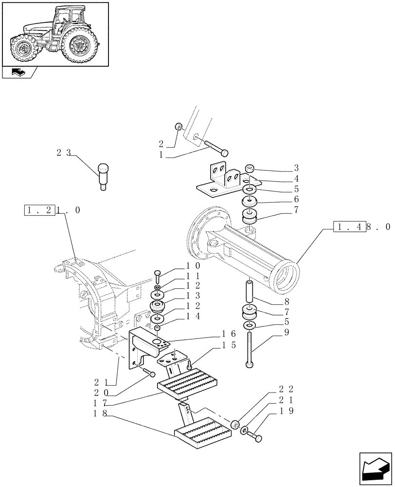Схема запчастей Case IH FARMALL 85U - (1.87.0[02]) - LADDER AND SUPPORTS - W/CAB (08) - SHEET METAL