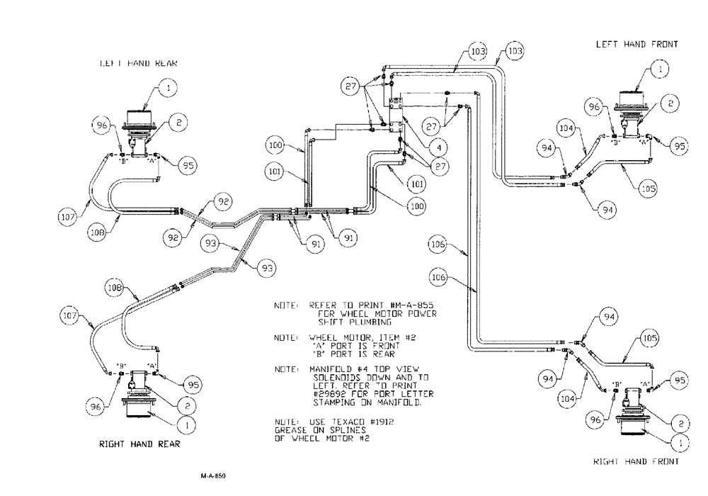 Схема запчастей Case IH SPX3150 - (134) - HYDRAULIC PLUMBING, WHEEL MOTORS (35) - HYDRAULIC SYSTEMS