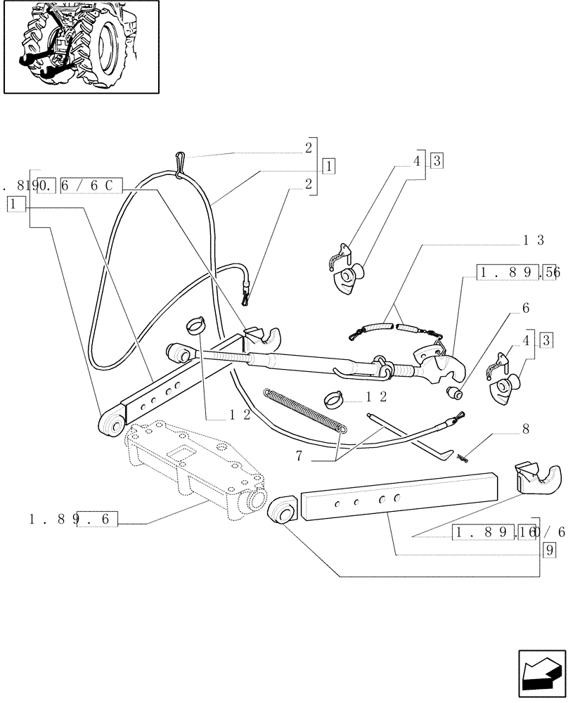Схема запчастей Case IH JX90U - (1.89.6/06) - (VAR.922) THREE POINT HITCH WITH QUICK ATTACH ENDS & RELATED PARTS "C.B.M." (09) - IMPLEMENT LIFT