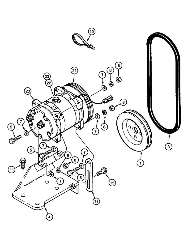 Схема запчастей Case IH 8940 - (9-104) - AIR CONDITIONING, COMPRESSOR MOUNTING AND DRIVE (09) - CHASSIS/ATTACHMENTS