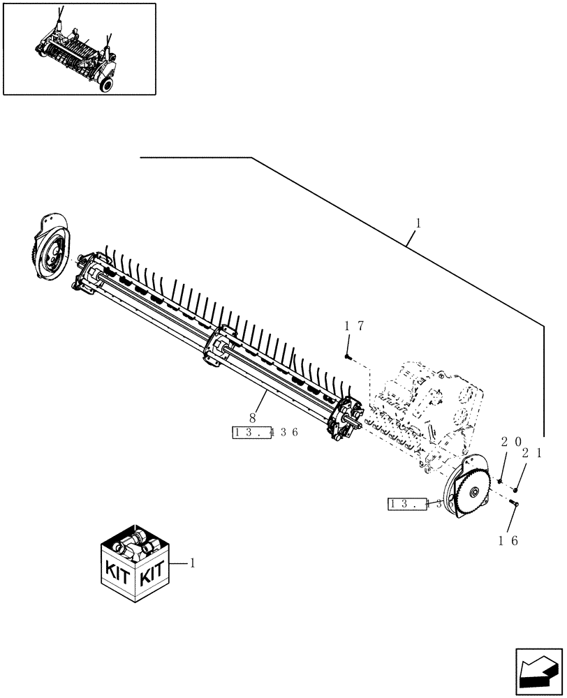 Схема запчастей Case IH RBX452 - (13.435) - 2M WIDE PICKUP, REEL ROTOR KIT (13) - FEEDER