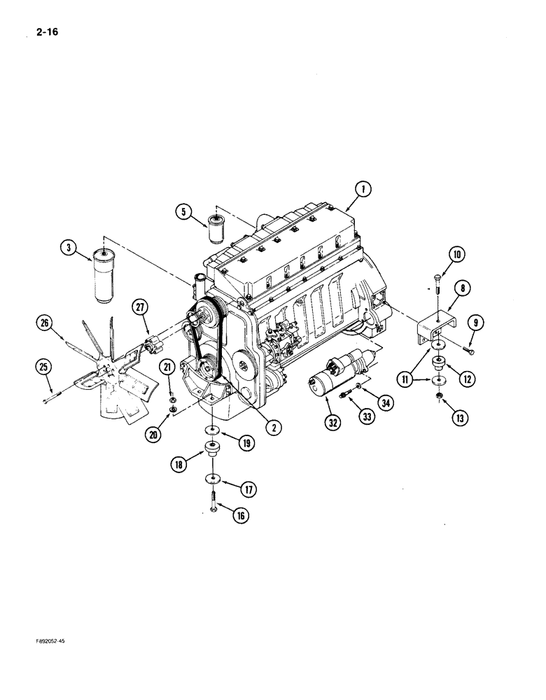 Схема запчастей Case IH 9150 - (2-16) - ENGINE MOUNTING (02) - ENGINE