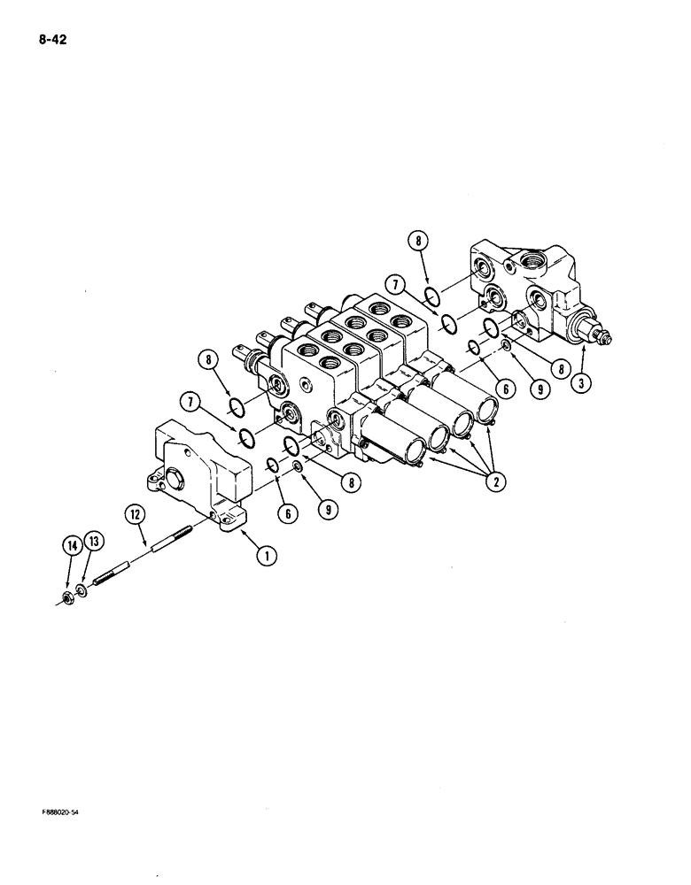 Схема запчастей Case IH 9150 - (8-42) - HYDRAULIC REMOTE VALVE ASSEMBLY (08) - HYDRAULICS