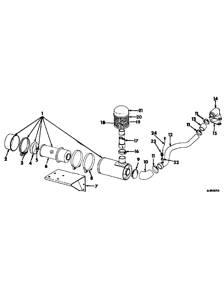 Схема запчастей Case IH 503 - (389) - D-301 ENGINE 3-13/16 X 4.390, AIR CLEANER AND CONNECTIONS, DRY TYPE, COMBINE SERIAL NO. 2431 & ABOVE (10) - ENGINE