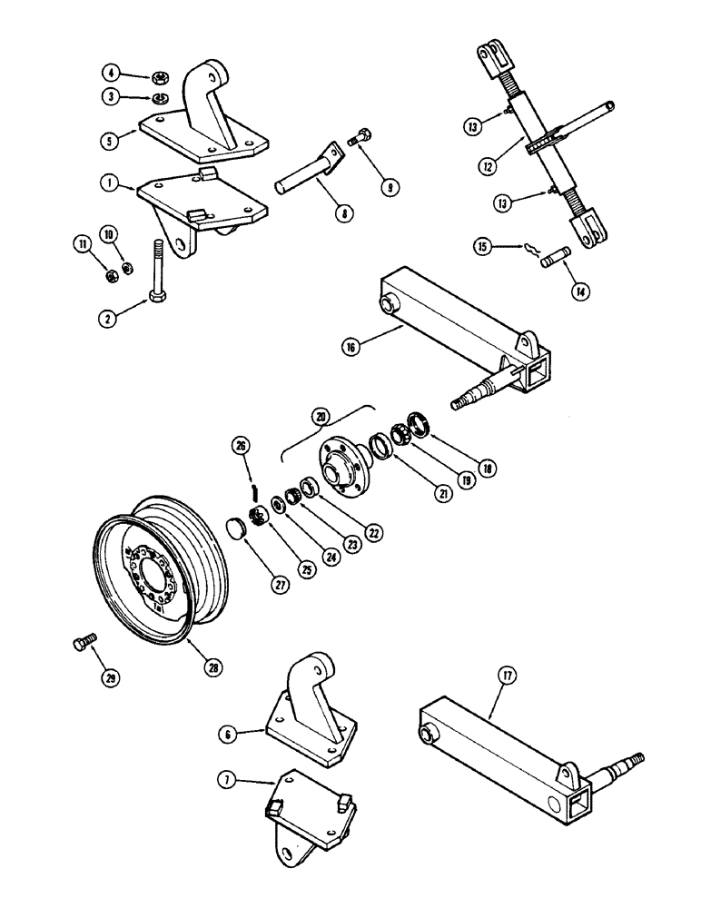 Схема запчастей Case IH 513V - (18) - GAUGE WHEEL, SCREW ADJUSTED, SINGLE, PRIOR TO SERIAL NUMBER 1634813 