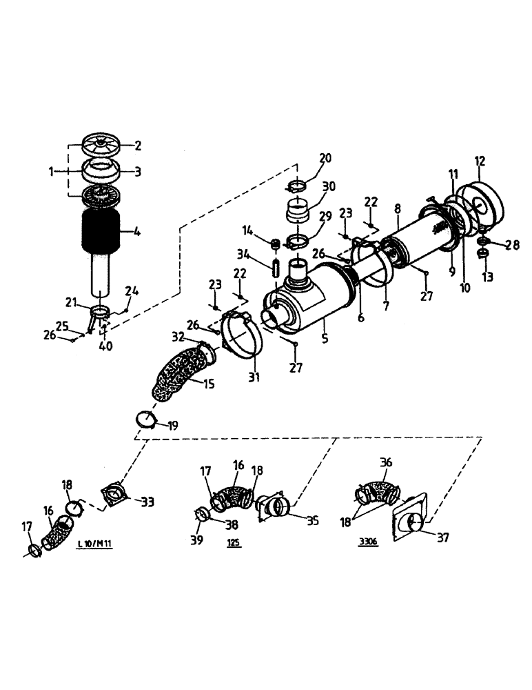 Схема запчастей Case IH 7700 - (C03-03) - AIR CLEANER, 125/L10/M11/3306 Engine & Engine Attachments