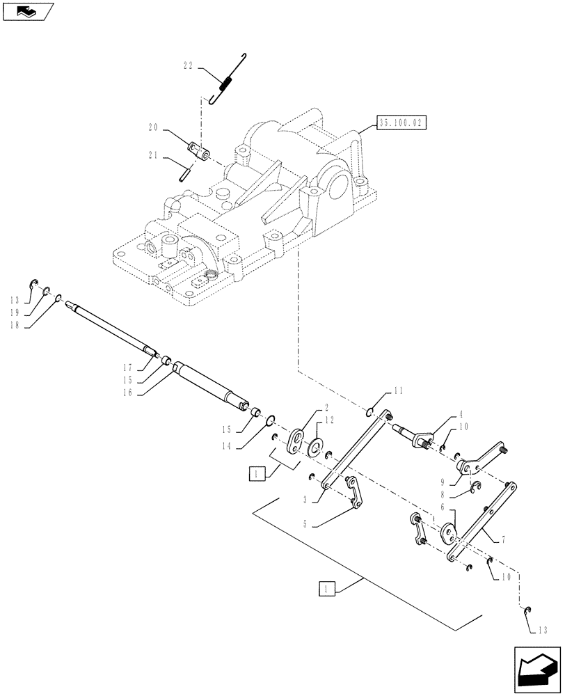 Схема запчастей Case IH FARMALL 50B - (35.100.06) - POSITION & DRAFT CONTROL LINK (35) - HYDRAULIC SYSTEMS