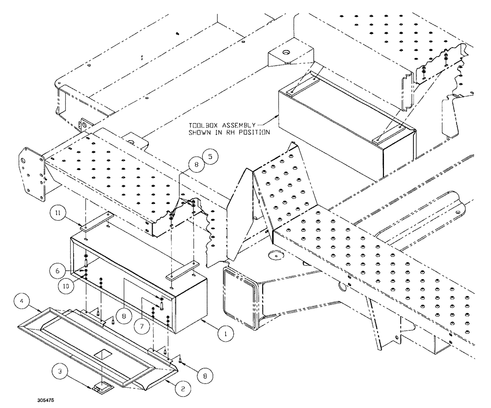 Схема запчастей Case IH SPX4260 - (146) - TOOLBOX ASSEMBLY (90) - PLATFORM, CAB, BODYWORK AND DECALS